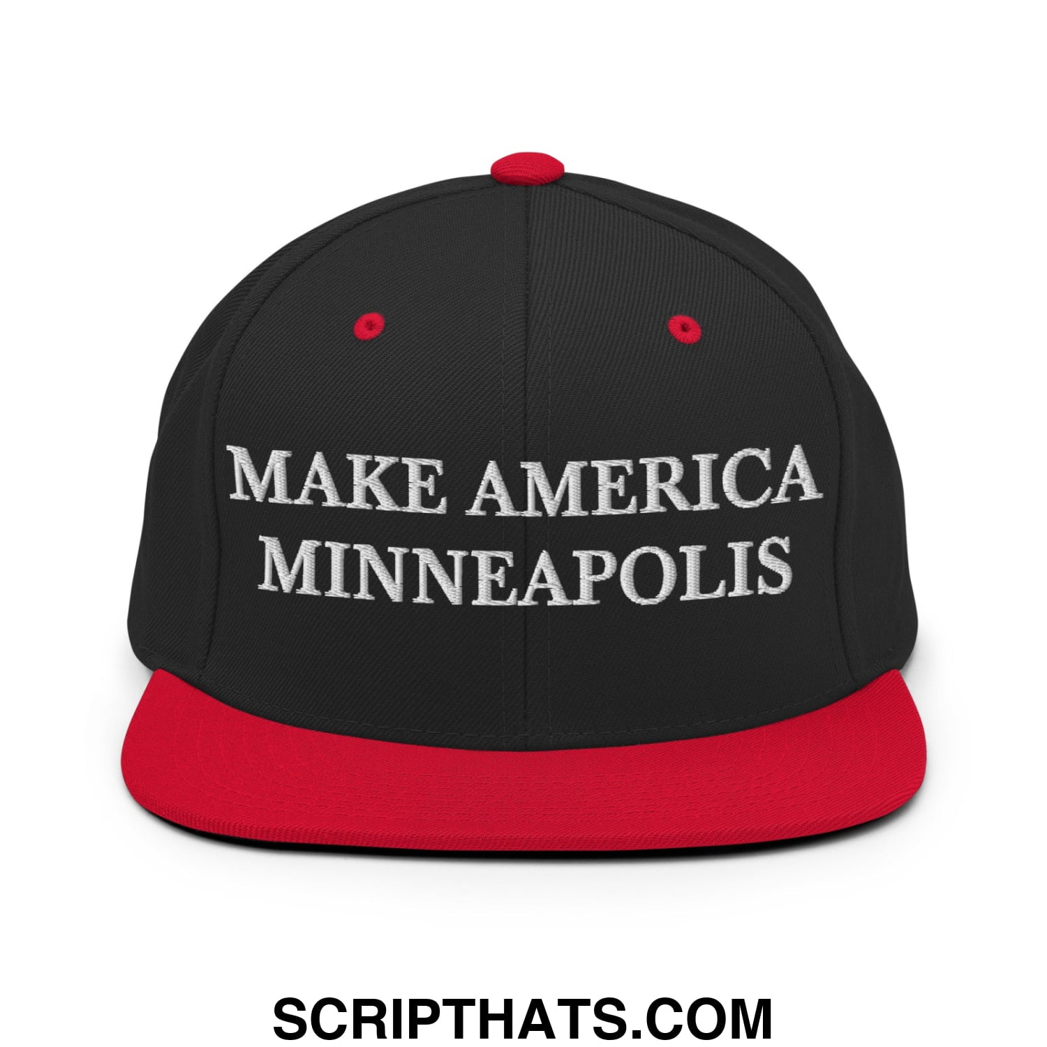 Make America Minneapolis Embroidered Flat Bill Brim Snapback Hat Black Red