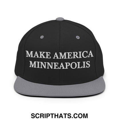 Make America Minneapolis Embroidered Flat Bill Brim Snapback Hat Black Silver