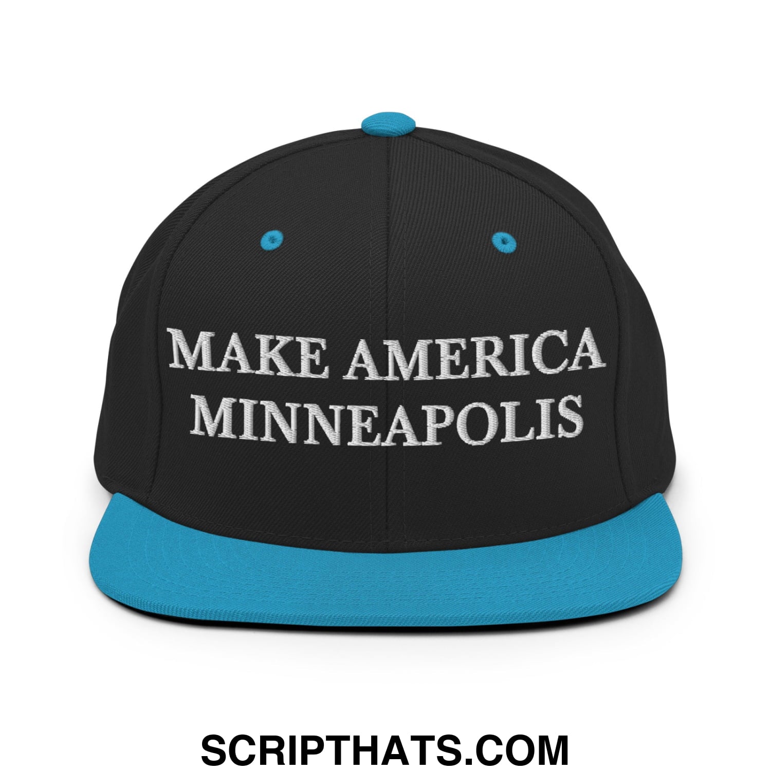 Make America Minneapolis Embroidered Flat Bill Brim Snapback Hat Black Teal