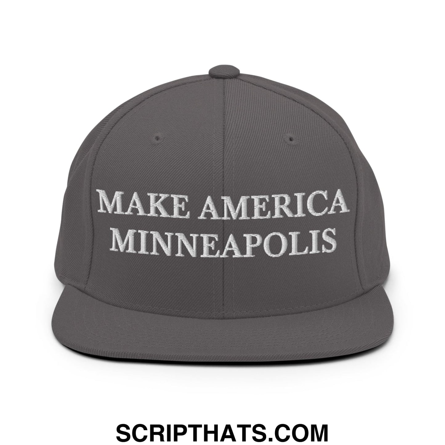 Make America Minneapolis Embroidered Flat Bill Brim Snapback Hat Dark Grey