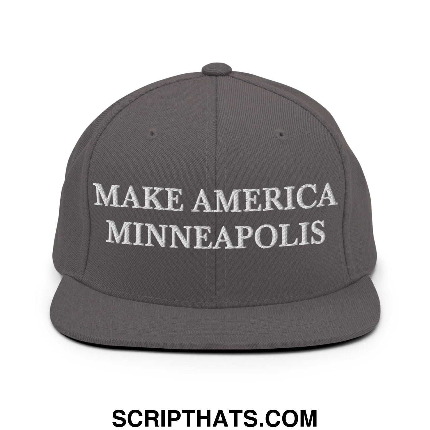 Make America Minneapolis Embroidered Flat Bill Brim Snapback Hat Dark Grey