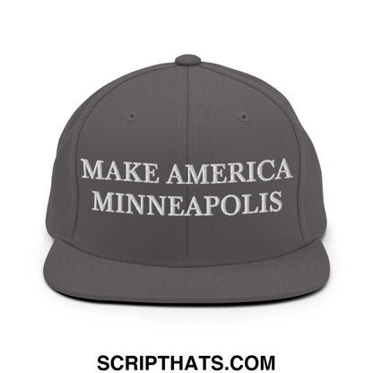 Make America Minneapolis Embroidered Flat Bill Brim Snapback Hat Dark Grey