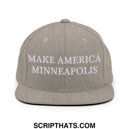 Make America Minneapolis Embroidered Flat Bill Brim Snapback Hat Heather Grey