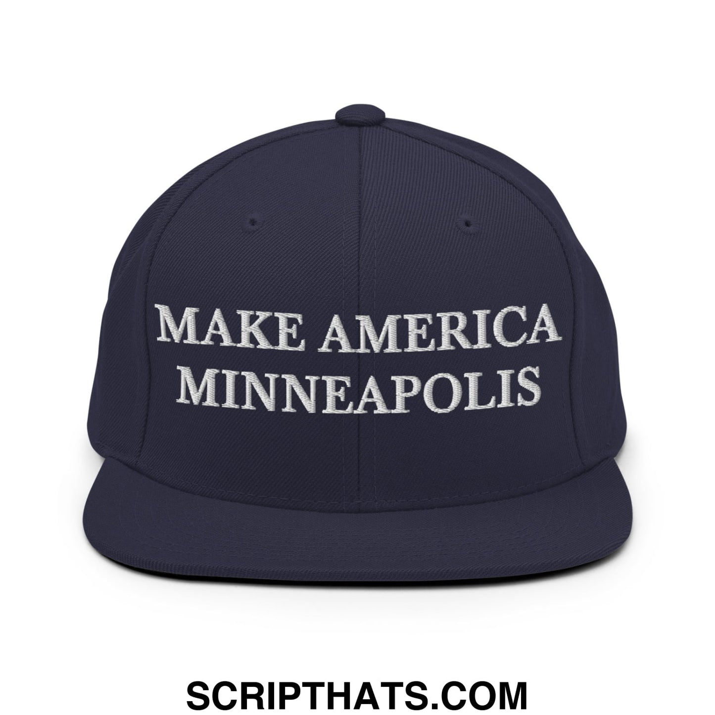 Make America Minneapolis Embroidered Flat Bill Brim Snapback Hat Navy