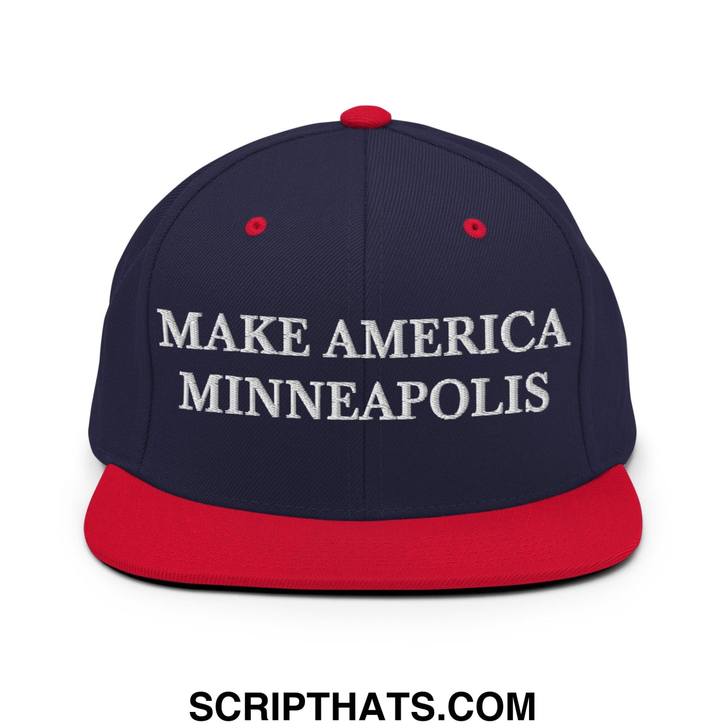 Make America Minneapolis Embroidered Flat Bill Brim Snapback Hat Navy Red