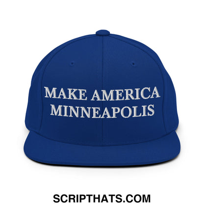 Make America Minneapolis Embroidered Flat Bill Brim Snapback Hat Royal Blue