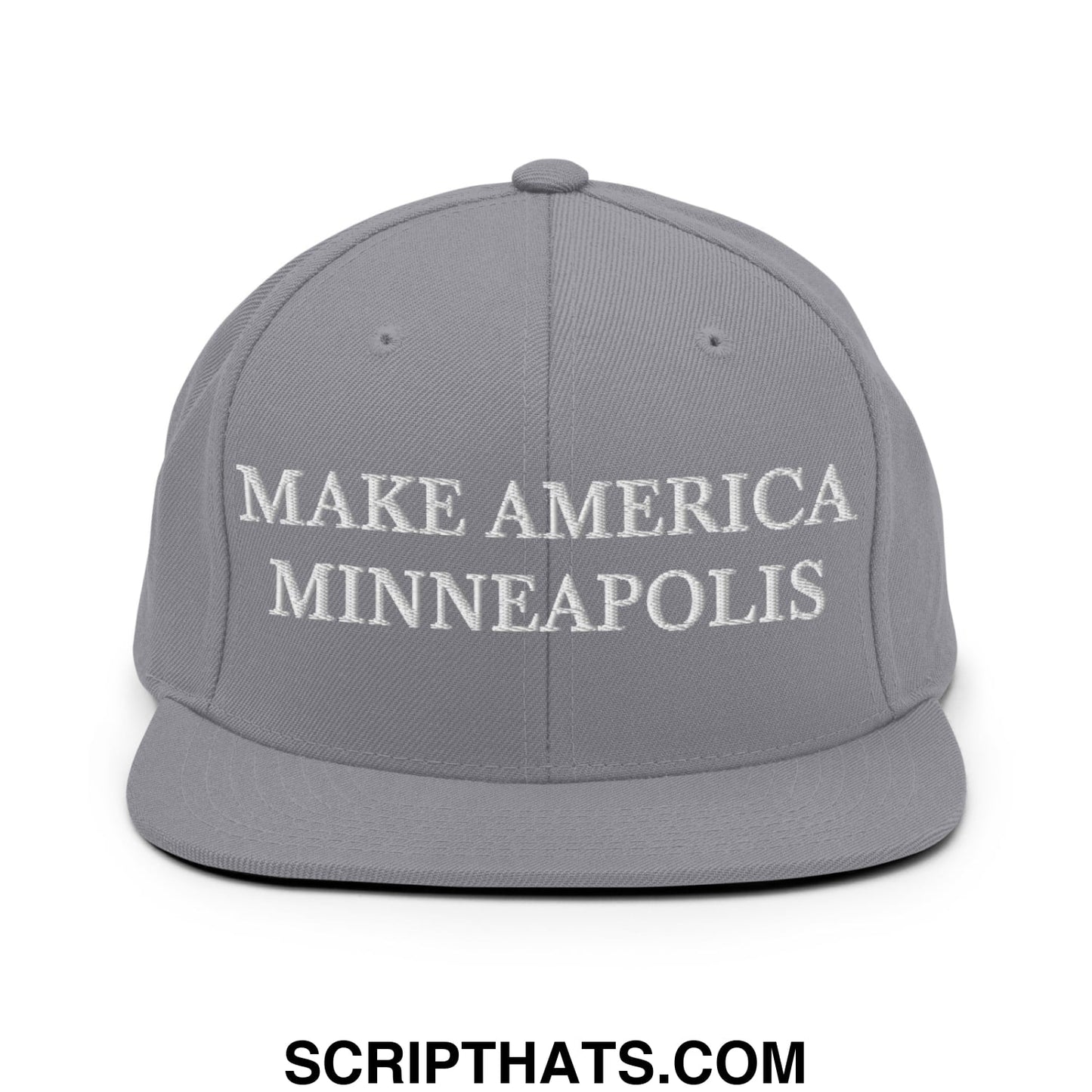 Make America Minneapolis Embroidered Flat Bill Brim Snapback Hat Silver