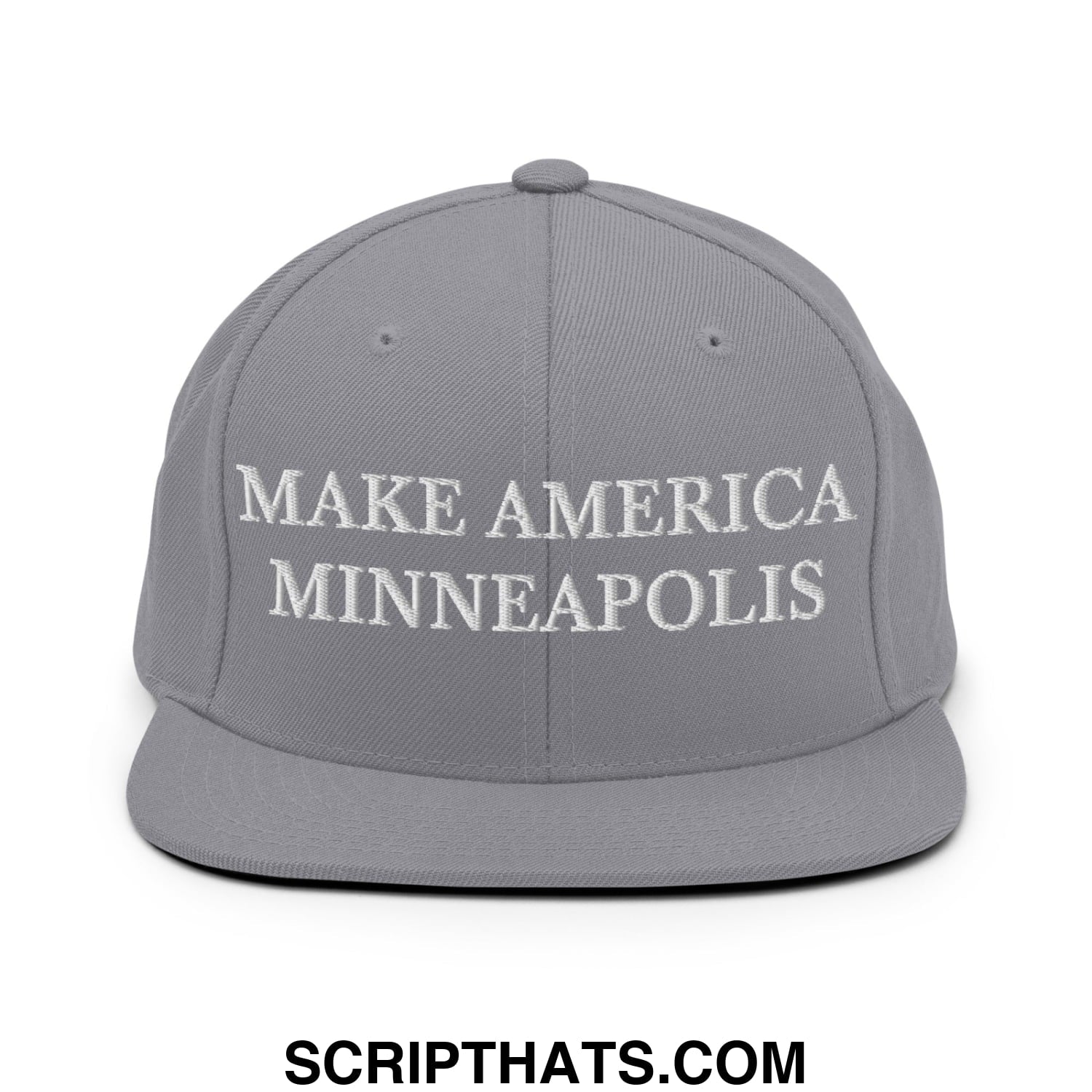 Make America Minneapolis Embroidered Flat Bill Brim Snapback Hat Silver