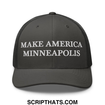 Make America Minneapolis Embroidered Mesh Trucker Hat Charcoal