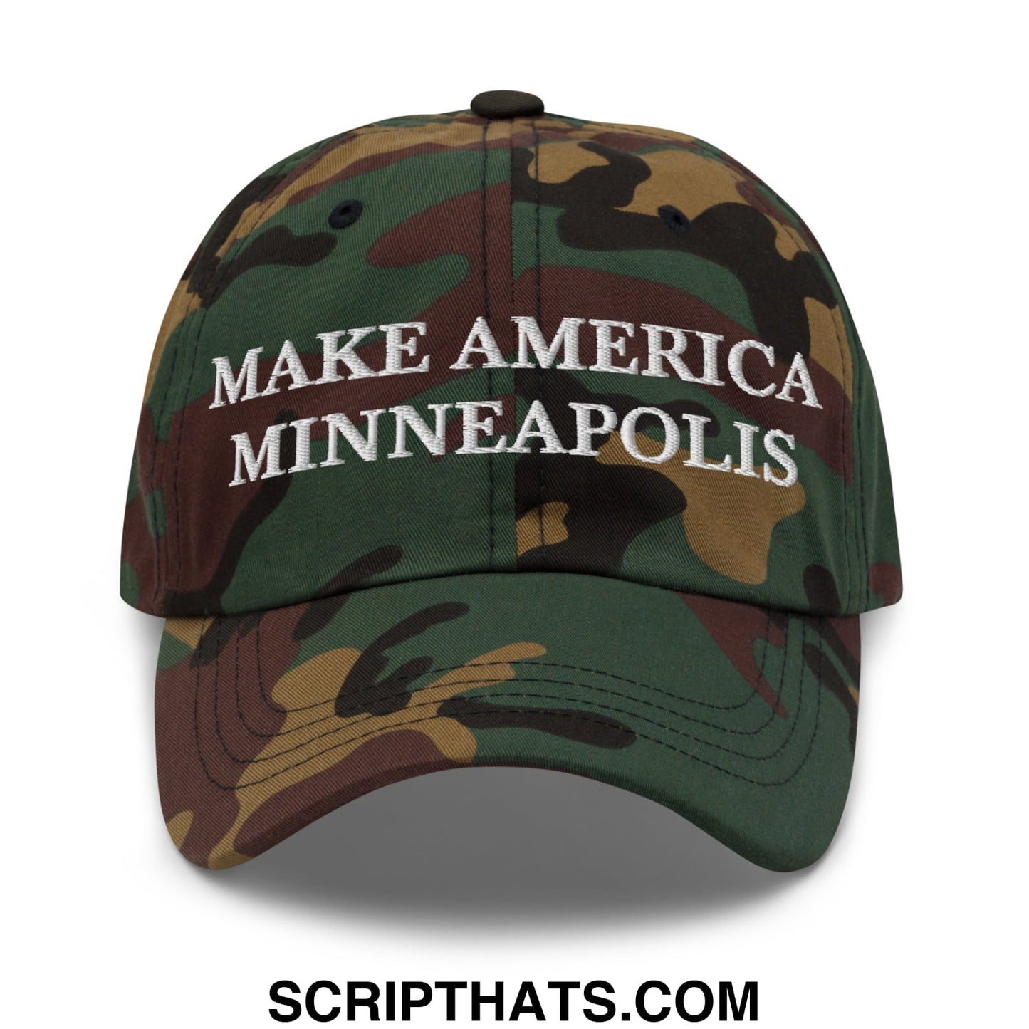 Make America Minneapolis Embroidered Unstructured Dad Hat Green Camo
