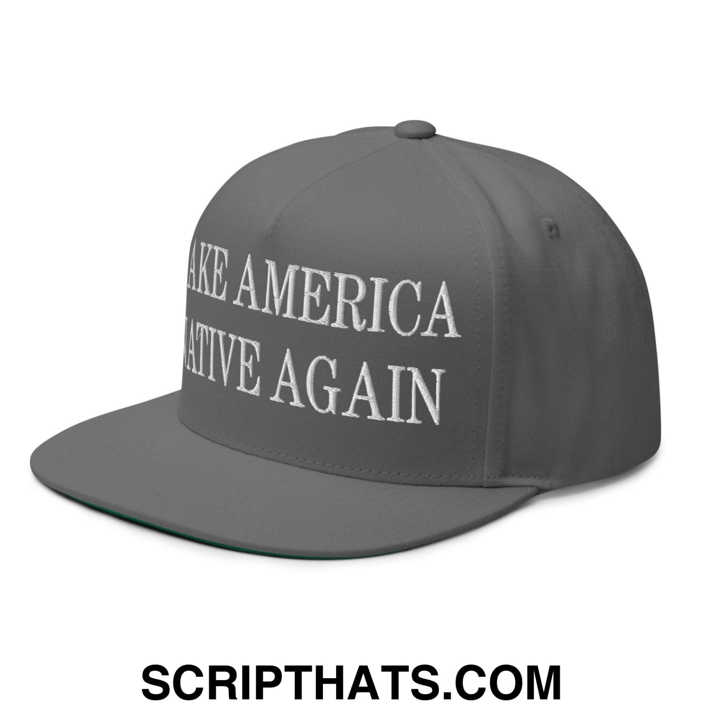 Make America Native Again Embroidered 5 Panel Flat Bill Brim Snapback Hat Grey