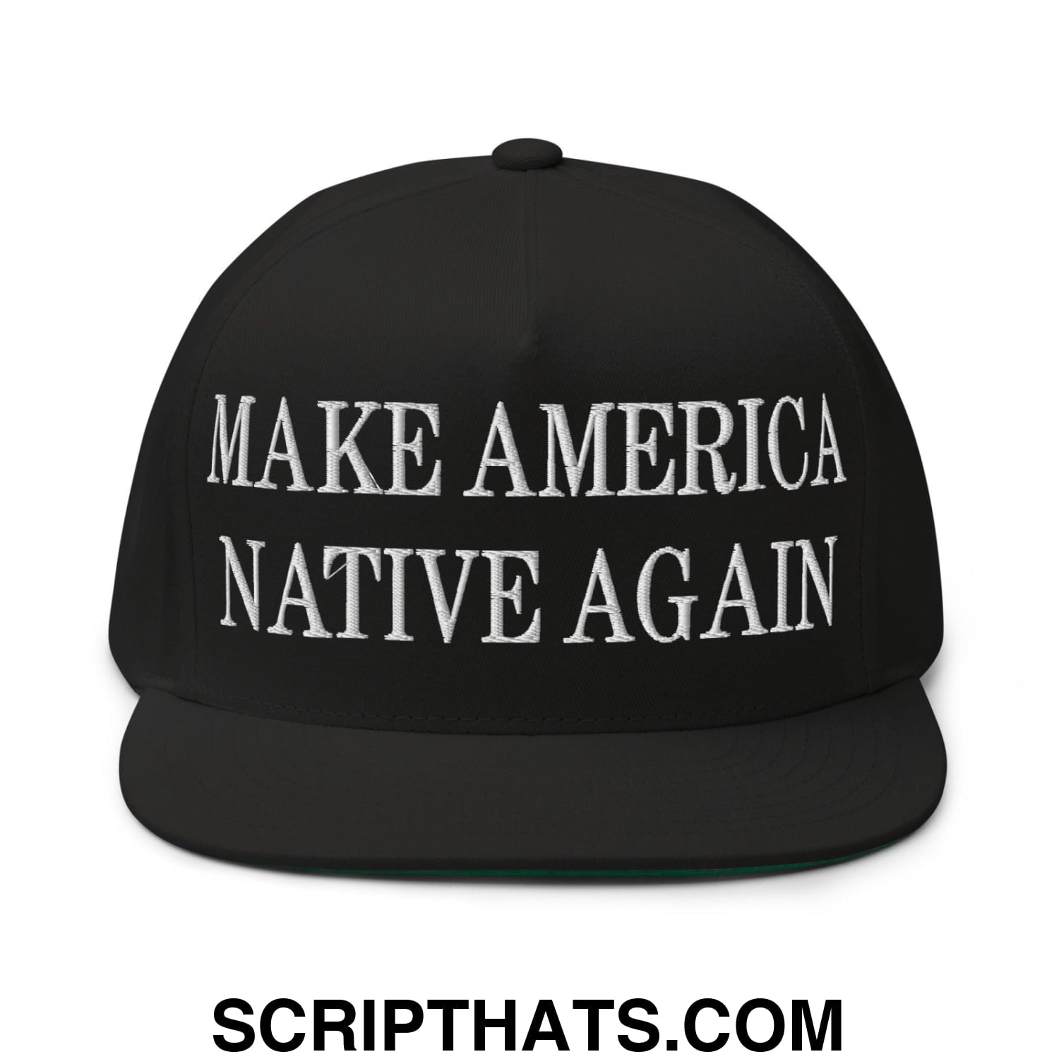 Make America Native Again Embroidered 5 Panel Flat Bill Brim Snapback Hat Black