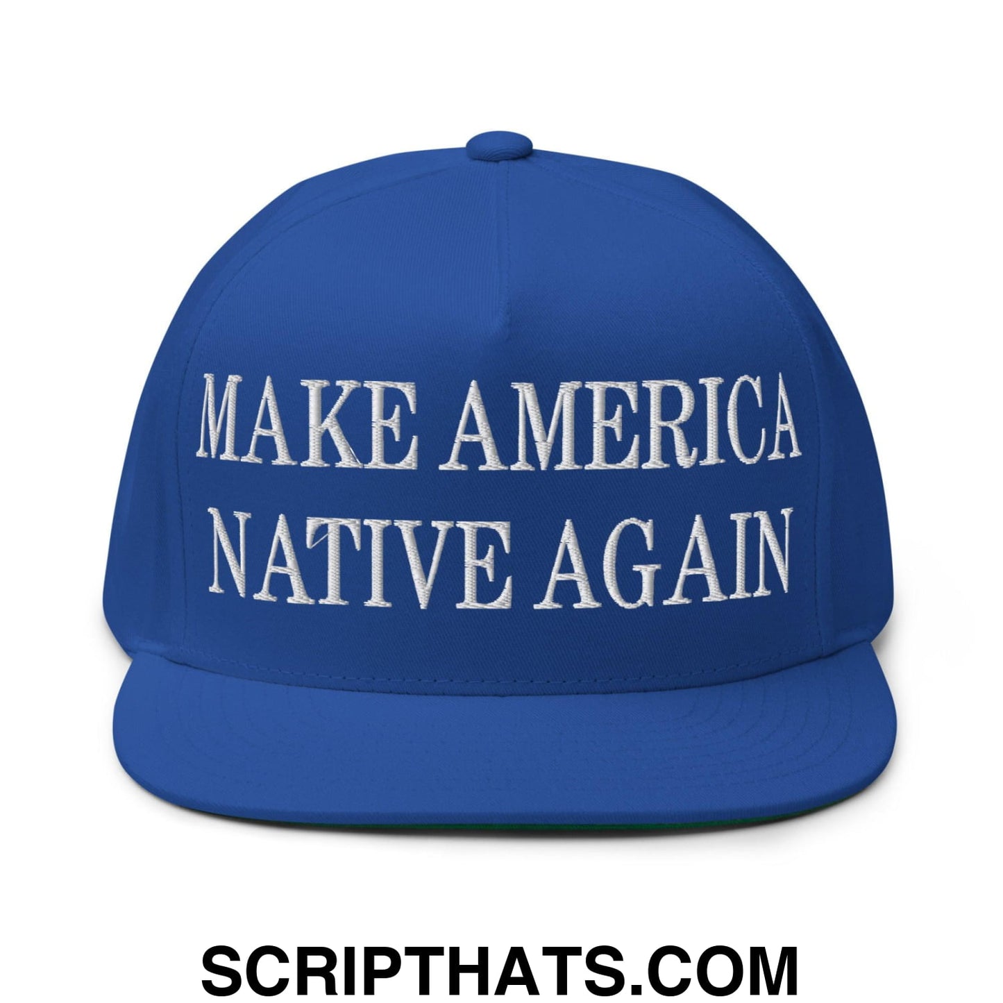 Make America Native Again Embroidered 5 Panel Flat Bill Brim Snapback Hat Royal Blue