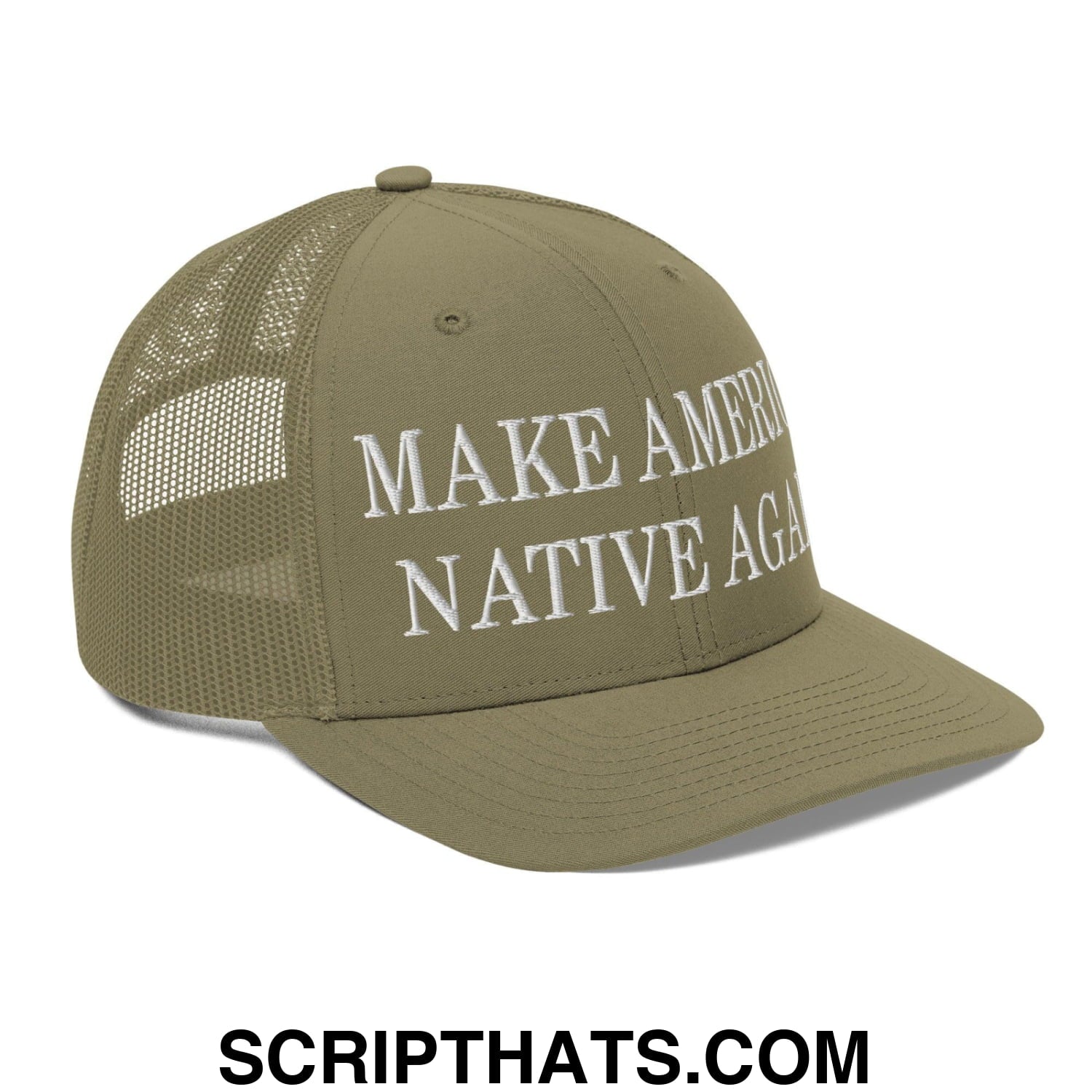 Make America Native Again Embroidered Classic Mesh Trucker Hat Loden