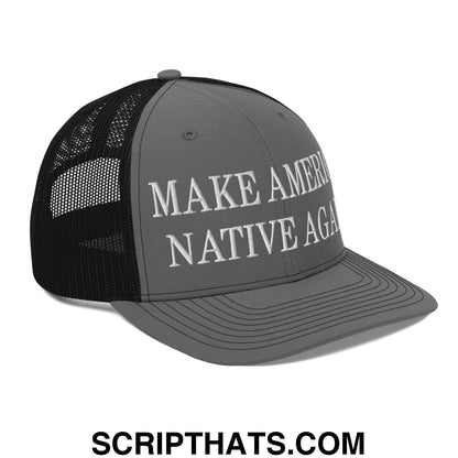 Make America Native Again Embroidered Classic Mesh Trucker Hat Charcoal Black