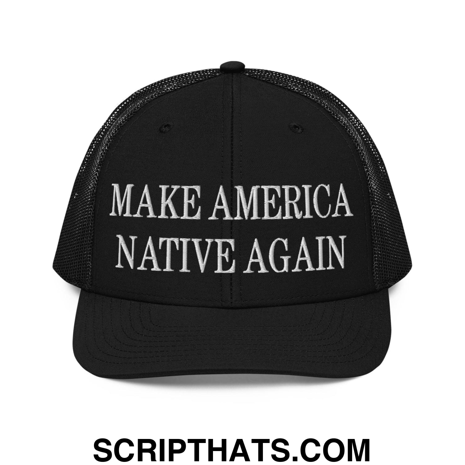 Make America Native Again Embroidered Classic Mesh Trucker Hat Black