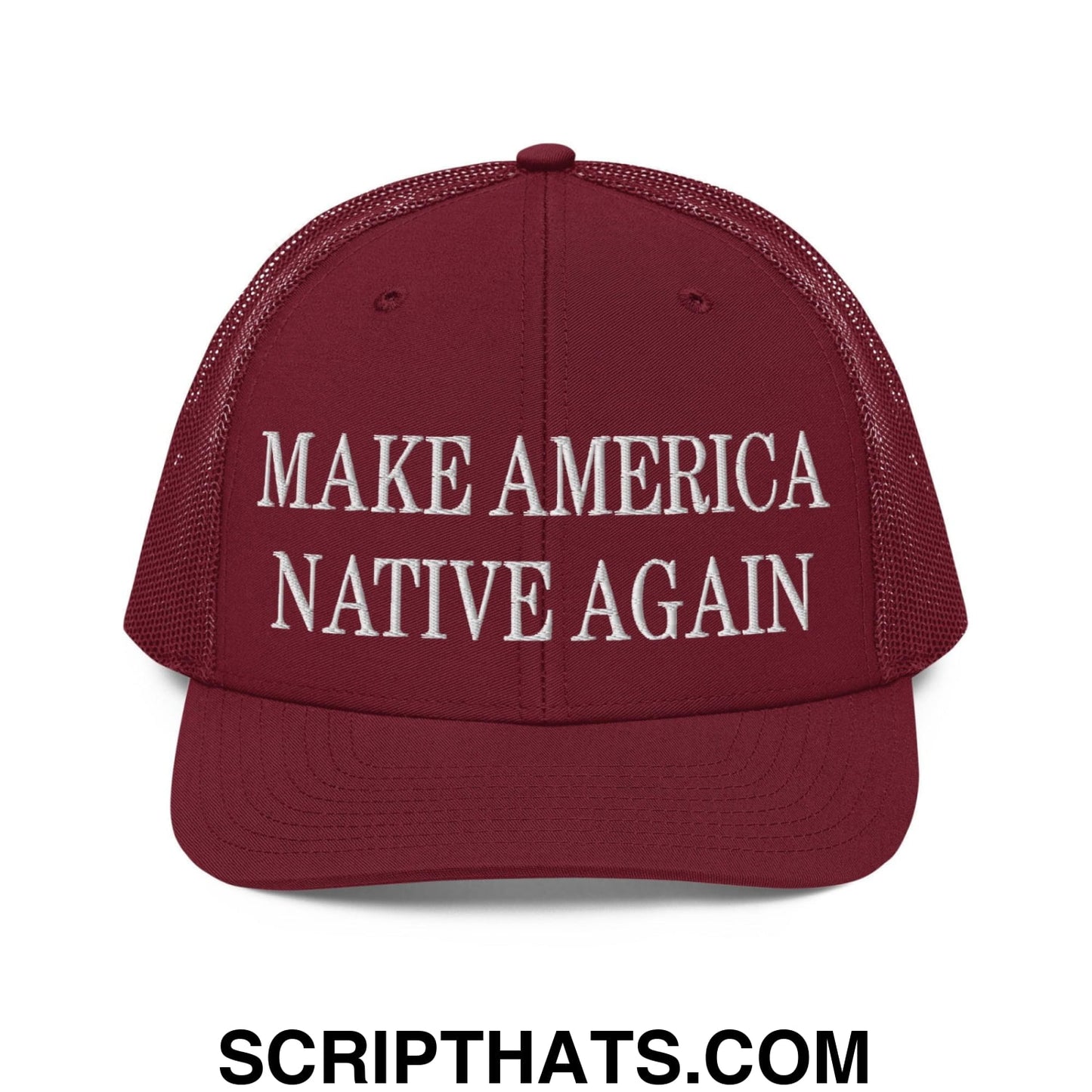 Make America Native Again Embroidered Classic Mesh Trucker Hat Cardinal