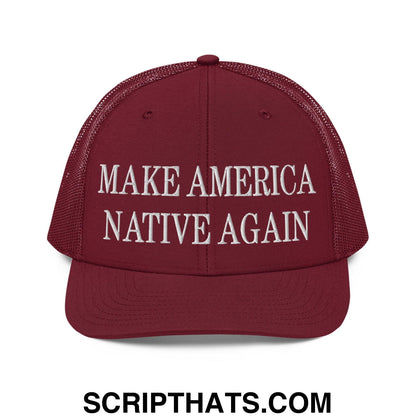 Make America Native Again Embroidered Classic Mesh Trucker Hat Cardinal