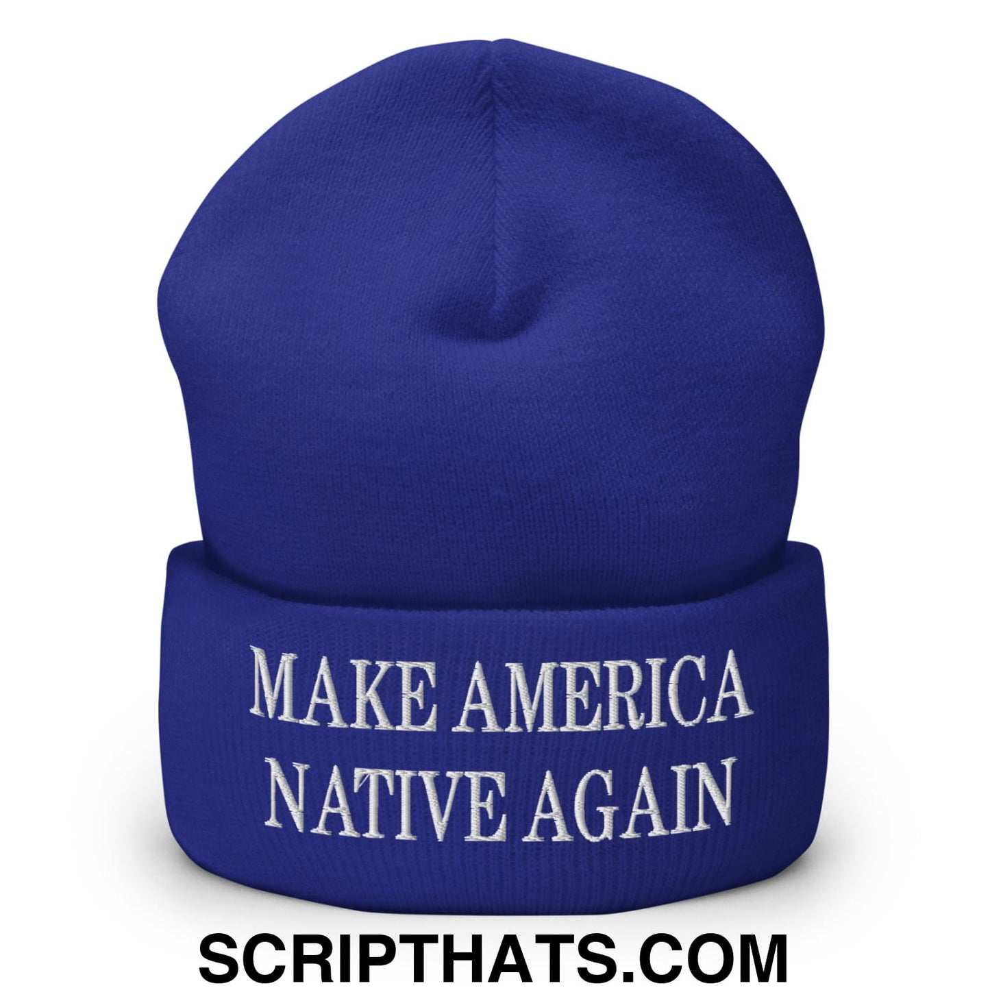Make America Native Again Embroidered Cuffed Knit Beanie Royal