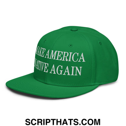 Make America Native Again Embroidered Flat Brim Bill Snapback Hat Kelly Green