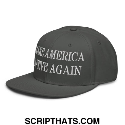 Make America Native Again Embroidered Flat Brim Bill Snapback Hat Charcoal gray