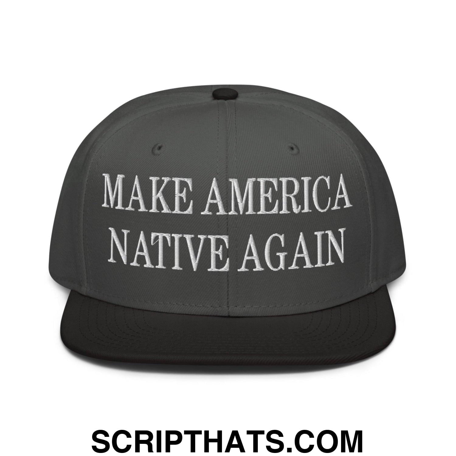 Make America Native Again Embroidered Flat Brim Bill Snapback Hat Black Charcoal gray Charcoal gray