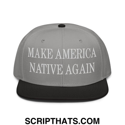 Make America Native Again Embroidered Flat Brim Bill Snapback Hat Black Gray Gray