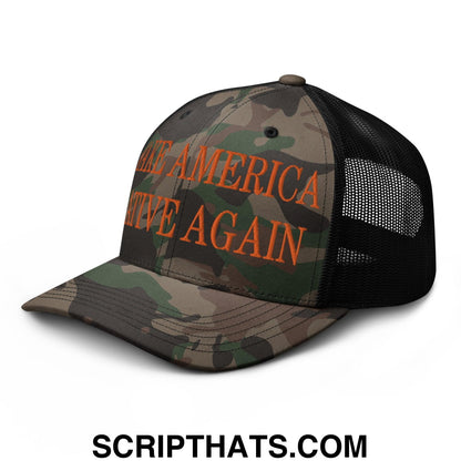 Make America Native Again Embroidered Orange Camo Trucker Hat Camo Black