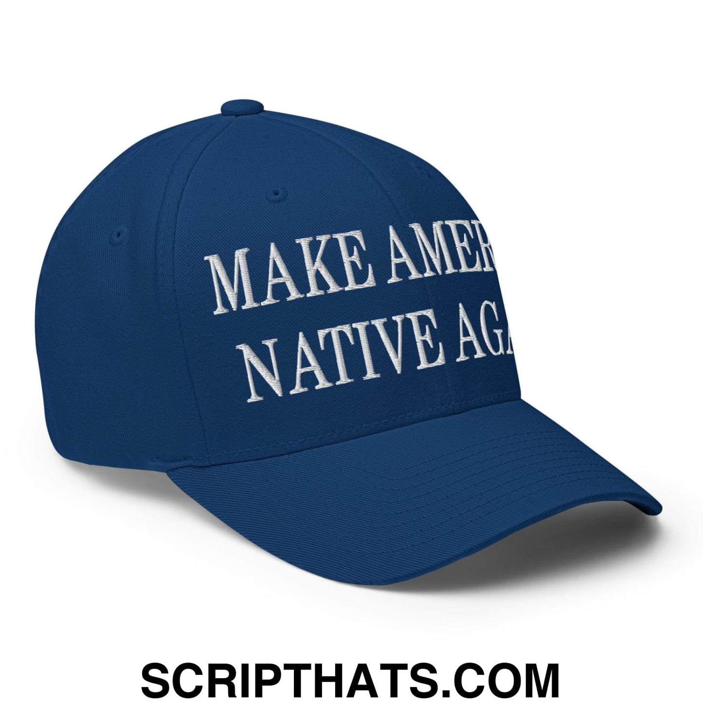 Make America Native Again Embroidered Stretch Fit Baseball Hat Royal Blue