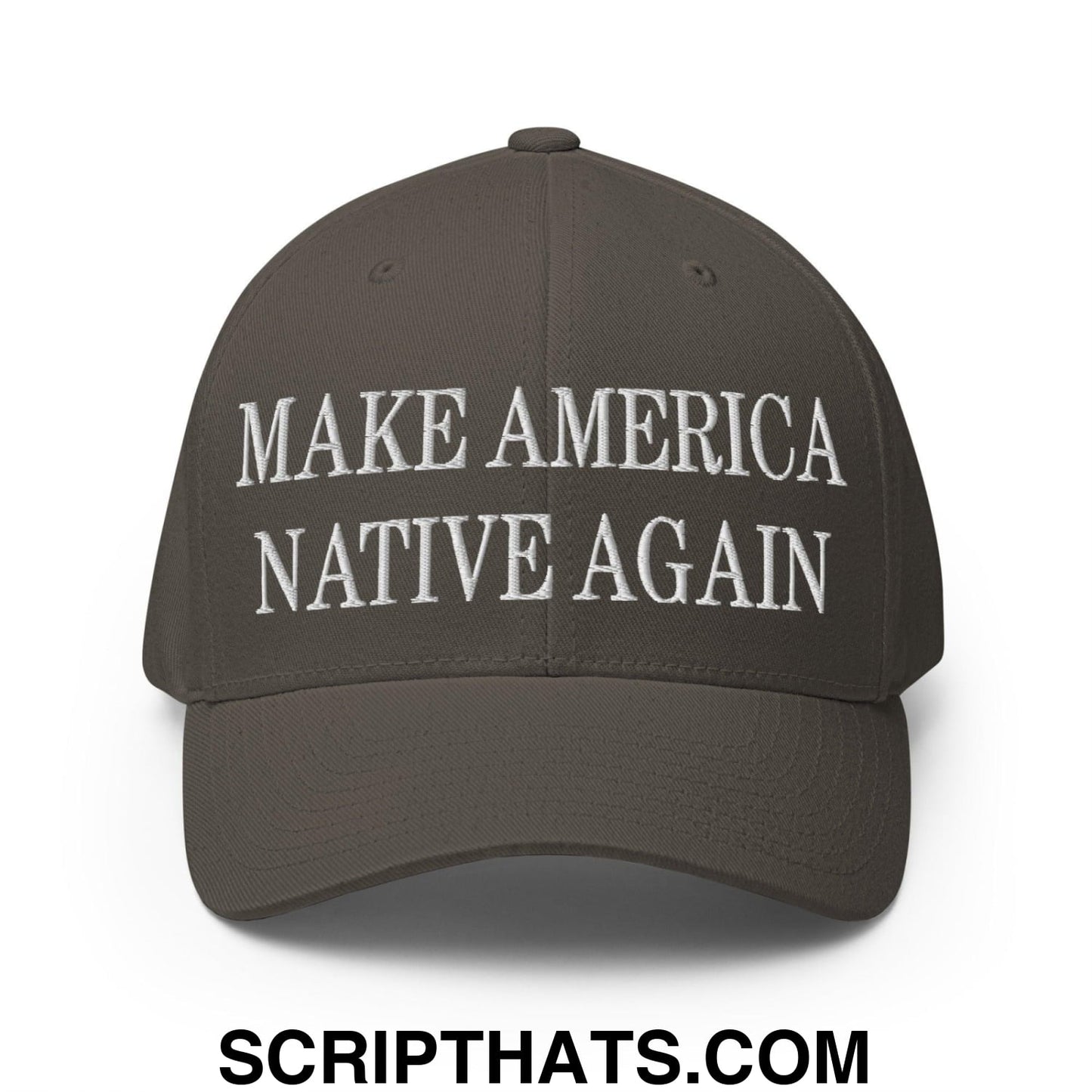 Make America Native Again Embroidered Stretch Fit Baseball Hat Dark Grey