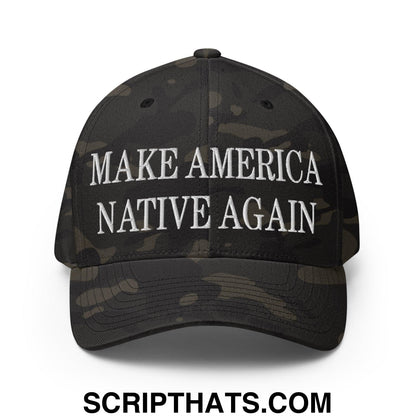 Make America Native Again Embroidered Stretch Fit Baseball Hat Multicam Black