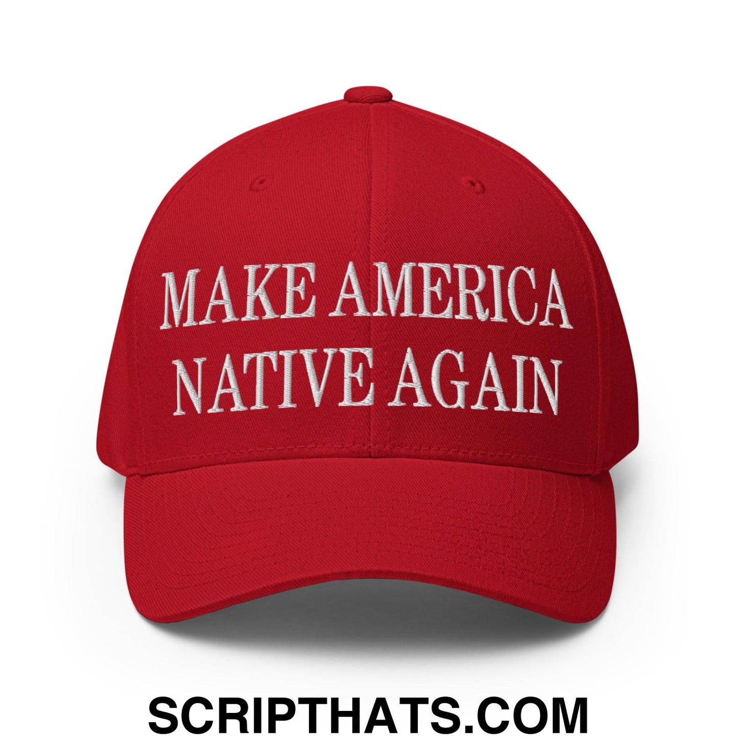 Make America Native Again Embroidered Stretch Fit Baseball Hat Red