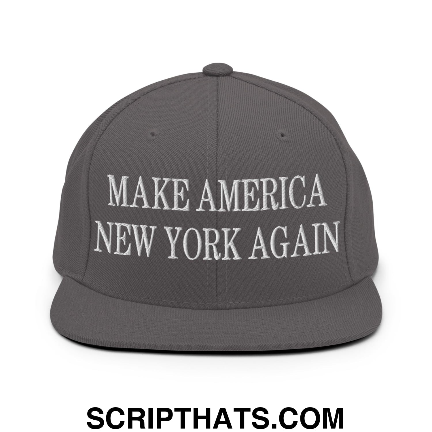 Make America New York Again Embroidered Flat Bill Brim Snapback Hat Dark Grey