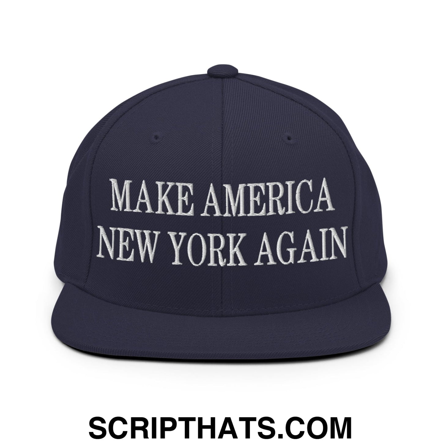 Make America New York Again Embroidered Flat Bill Brim Snapback Hat Navy