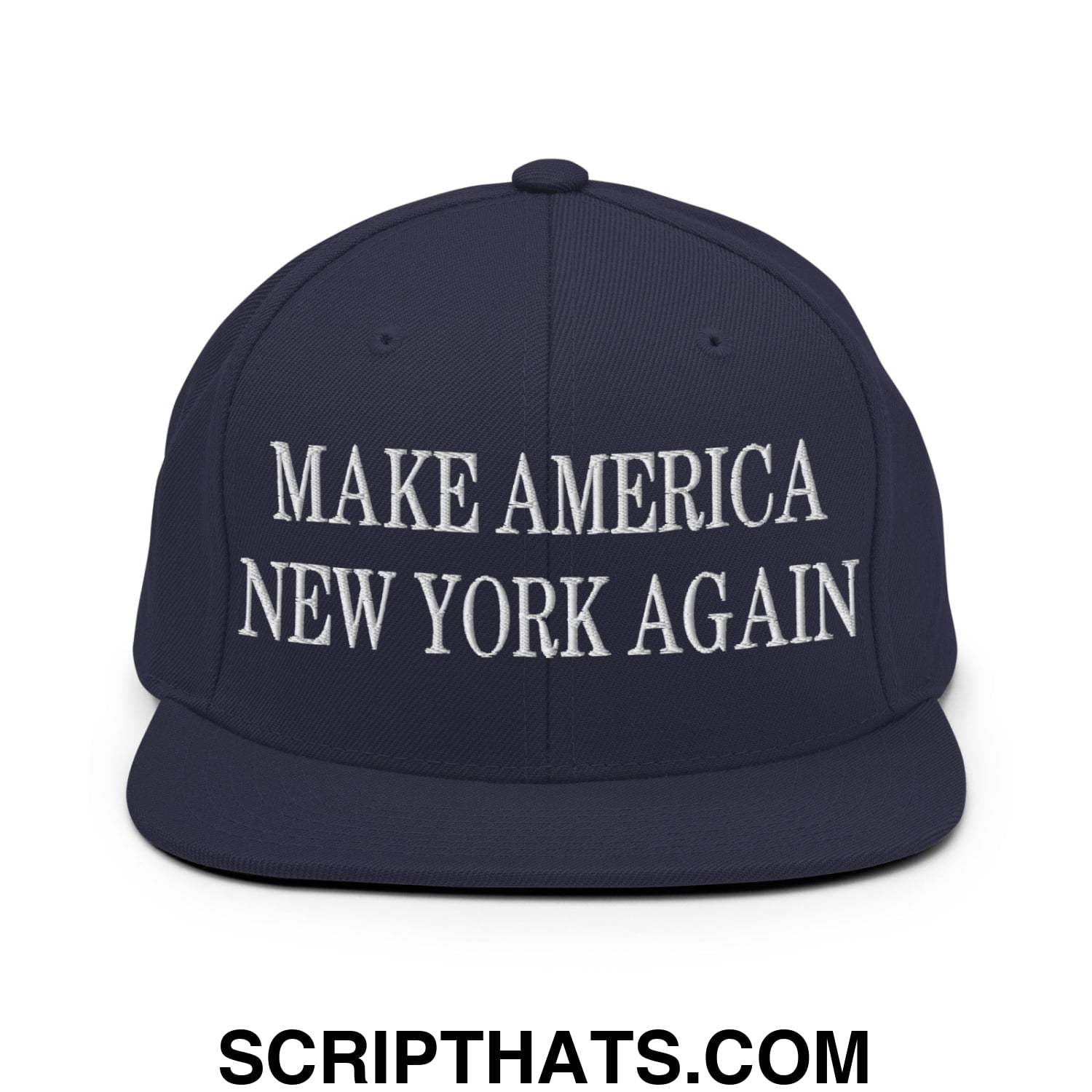 Make America New York Again Embroidered Flat Bill Brim Snapback Hat Navy
