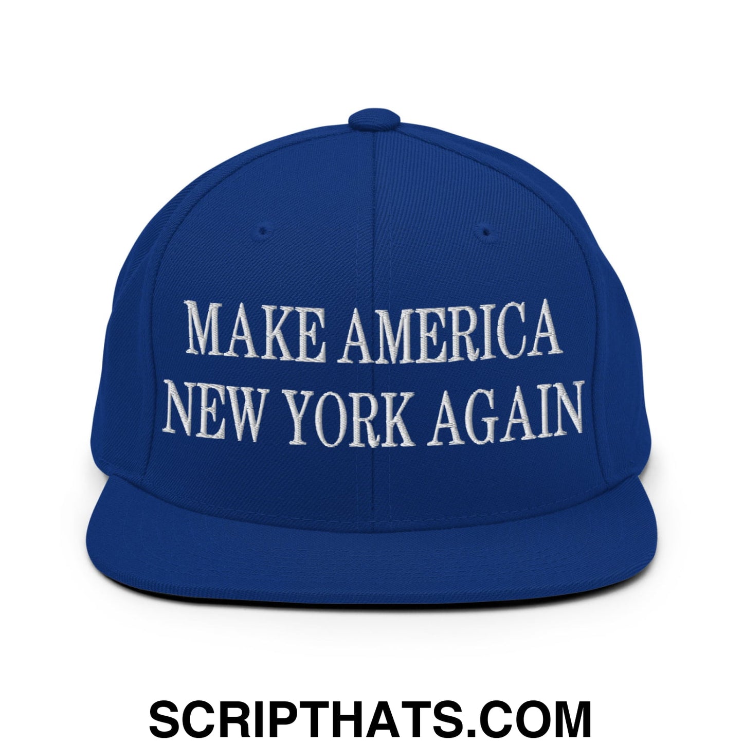 Make America New York Again Embroidered Flat Bill Brim Snapback Hat Royal Blue
