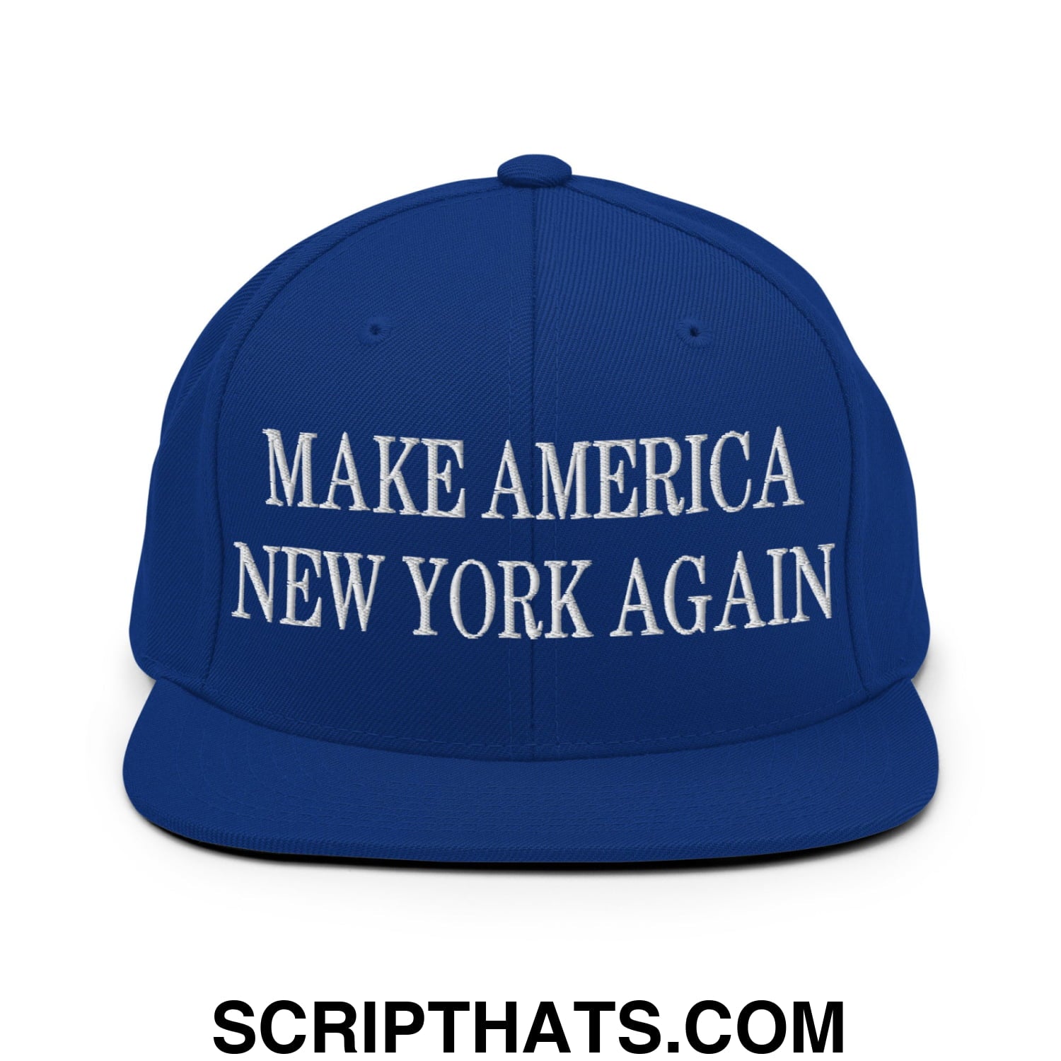 Make America New York Again Embroidered Flat Bill Brim Snapback Hat Royal Blue