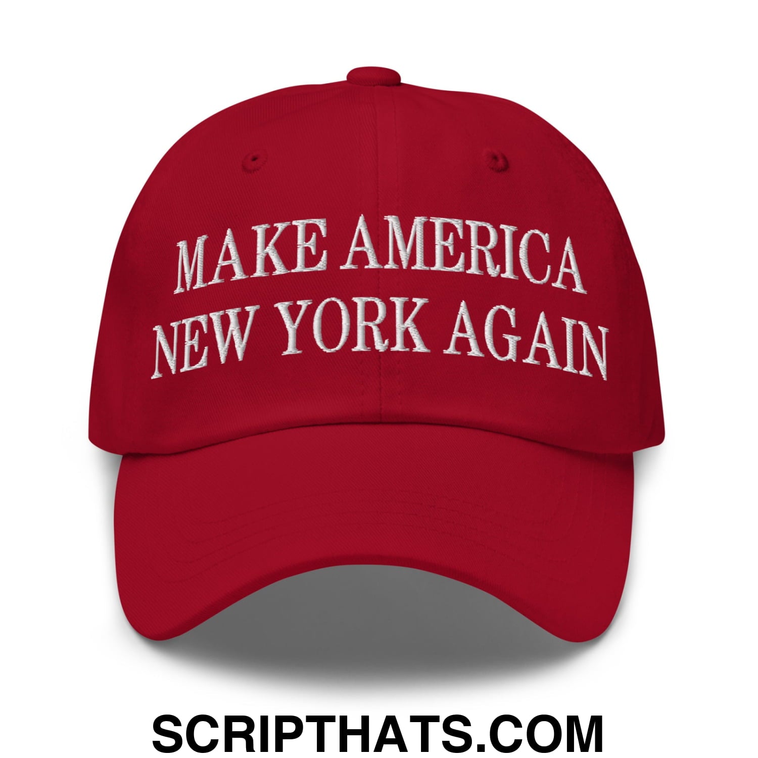 Make America New York Again Embroidered Unstructured Dad Hat Cranberry