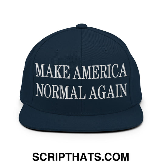 Make America Normal Again Embroidered Flat Bill Brim Snapback Hat Dark Navy