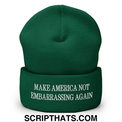 Make America Not Embarrassing Again Embroidered Cuffed Knit Beanie Spruce