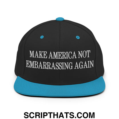 Make America Not Embarrassing Again Embroidered Flat Brim Bill Snapback Hat Black Teal