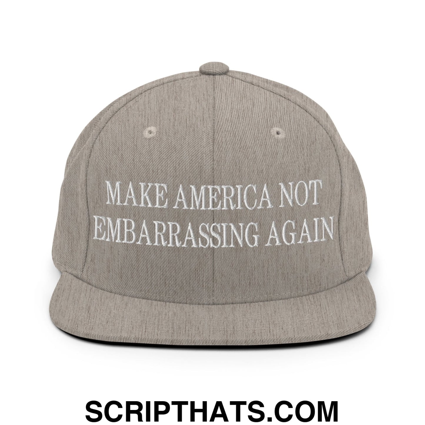 Make America Not Embarrassing Again Embroidered Flat Brim Bill Snapback Hat Heather Grey