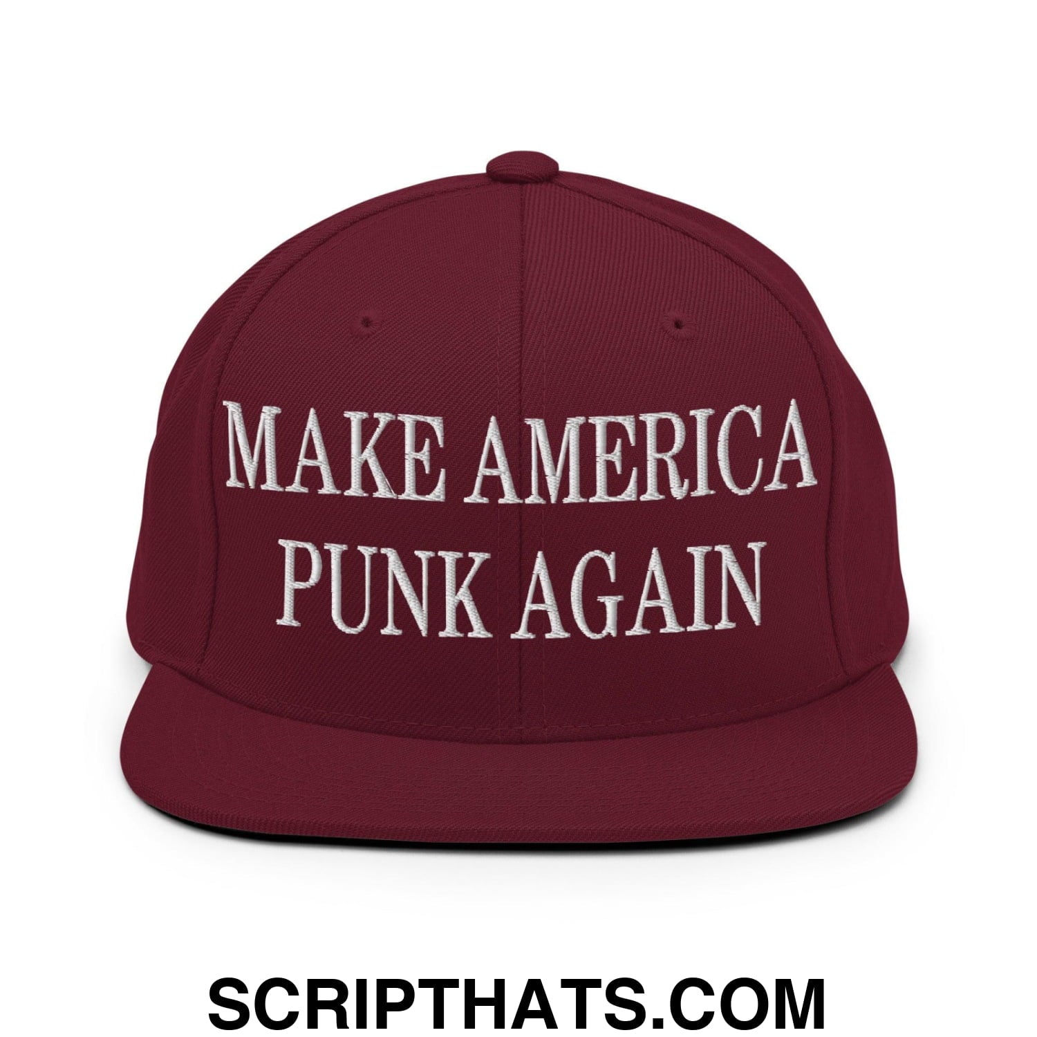 Make America Punk Again Embroidered Flat Bill Brim Snapback Hat Maroon
