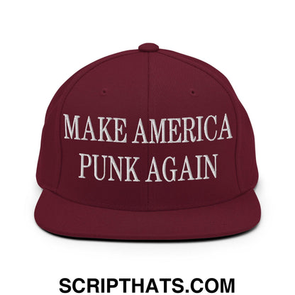 Make America Punk Again Embroidered Flat Bill Brim Snapback Hat Maroon