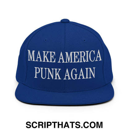 Make America Punk Again Embroidered Flat Bill Brim Snapback Hat Royal Blue