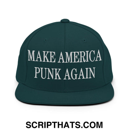 Make America Punk Again Embroidered Flat Bill Brim Snapback Hat Spruce