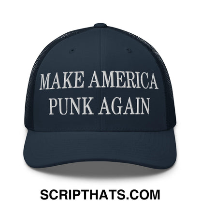 Make America Punk Again Embroidered Mesh Trucker Hat Navy
