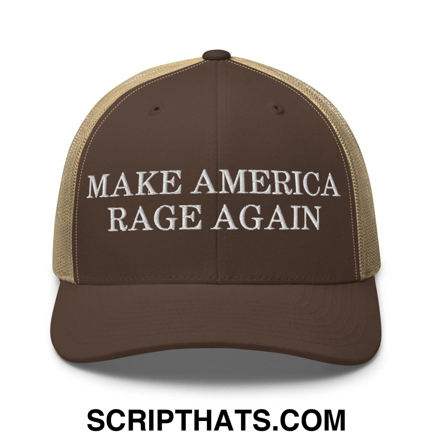 Make America Rage Again Retro Trucker Hat Brown Khaki