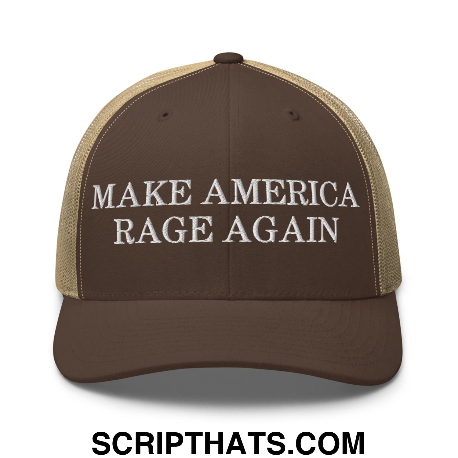 Make America Rage Again Retro Trucker Hat Brown Khaki
