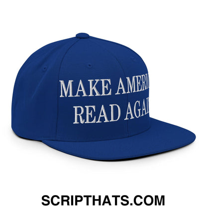 Make America Read Again Embroidered Flat Bill Brim Snapback Hat Royal Blue